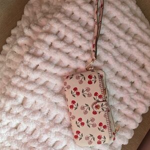 Nanette Lepore Pink Cherry Print Wristlet Clutch